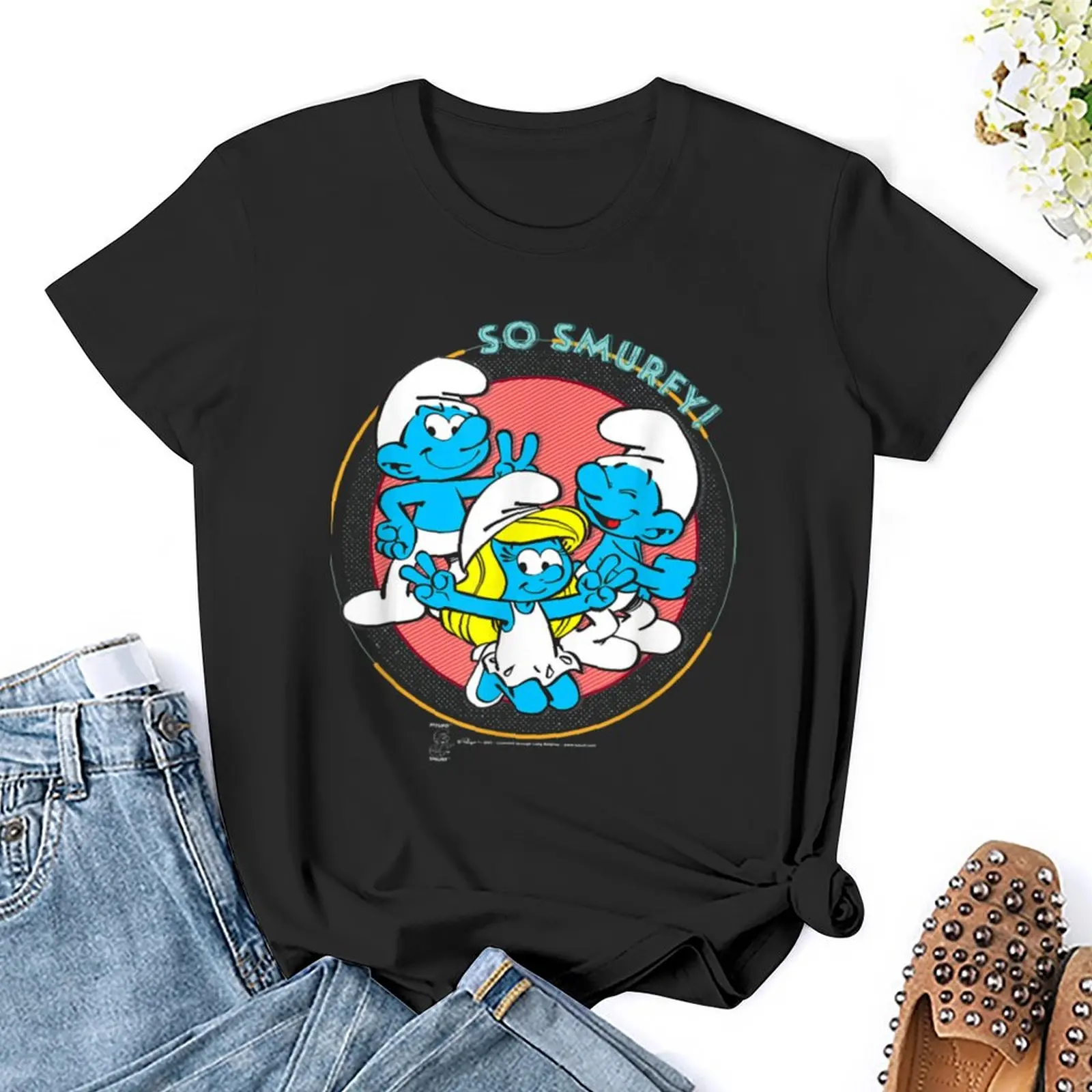 Smurfette Jokey So Smurfey! T-shirt kawaii clothes summer tops t shirt for Women