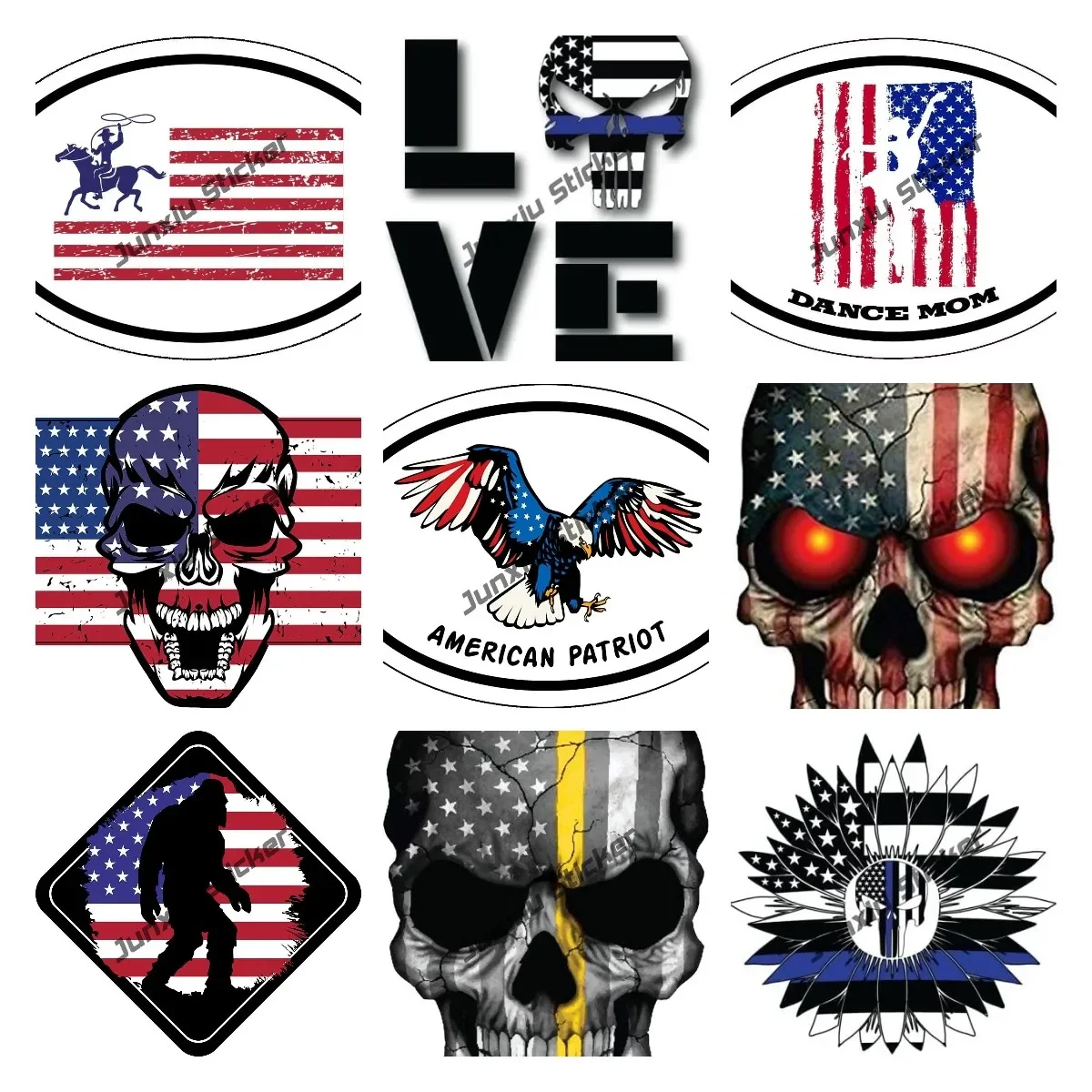 

Oval USA Flag Eagle Vinyl Decal American Patriot Veteran Sticker Security Rock Metal Heavy Decal for Car Windows Laptop Sticker