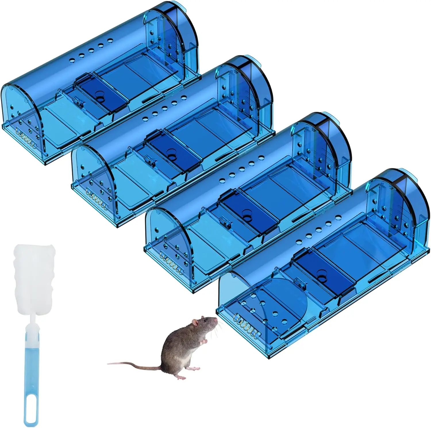 

Humane Mouse Traps 4 Pack, Catch and Release Reusable Rat Traps for Indoor Outdoor, Easy to Set No Kill for Small Rodents Voles