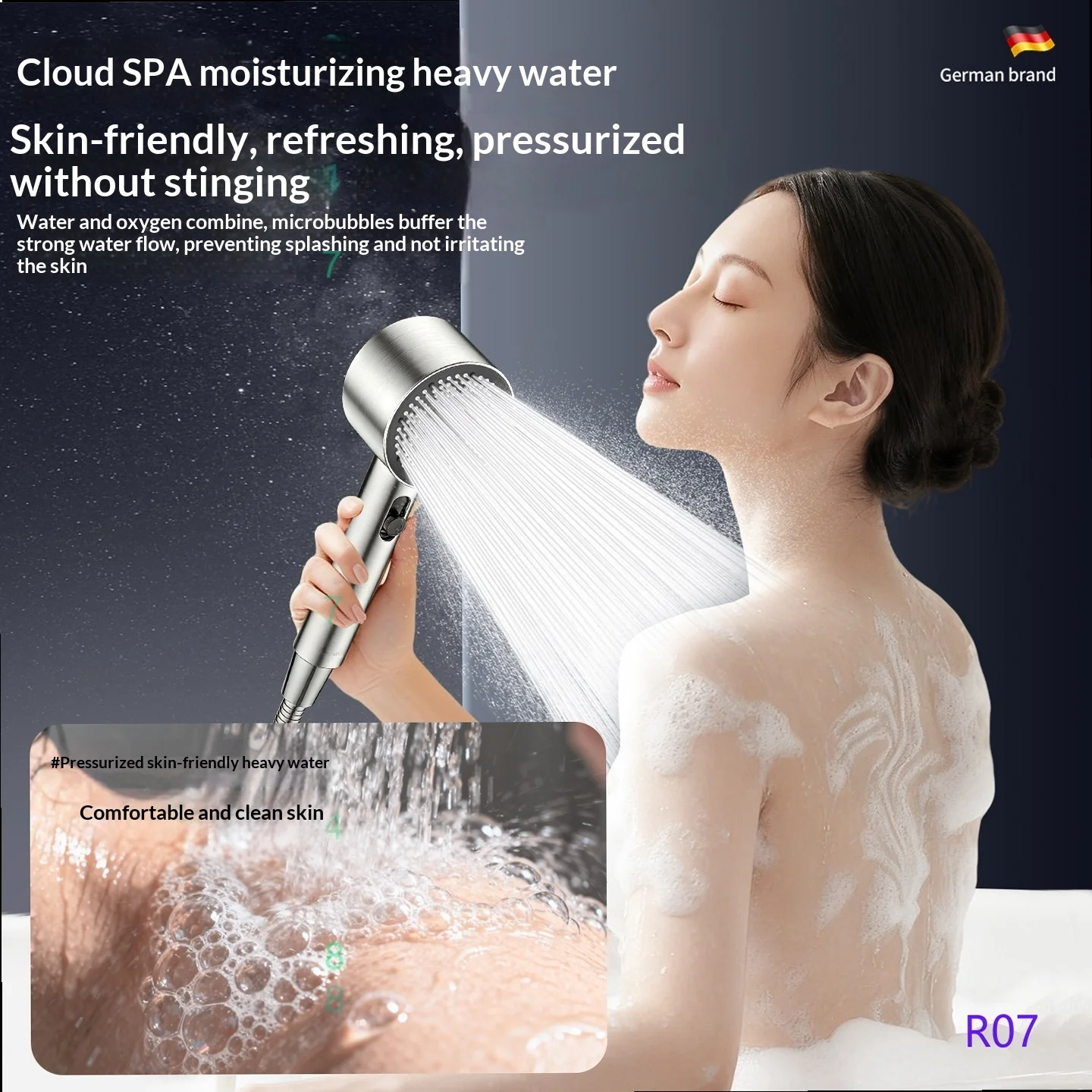 High Pressure Shower Head Polished Aluminum Rain Shower Bathroom Faucet Home