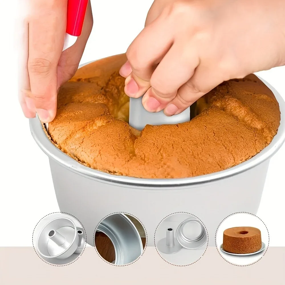 6/8inch Hollow Chiffon Cake Mould Removable Non-Stick Round Chiffon Cake Pudding Baking Mould DIY Cake Baking Kitchen Tools