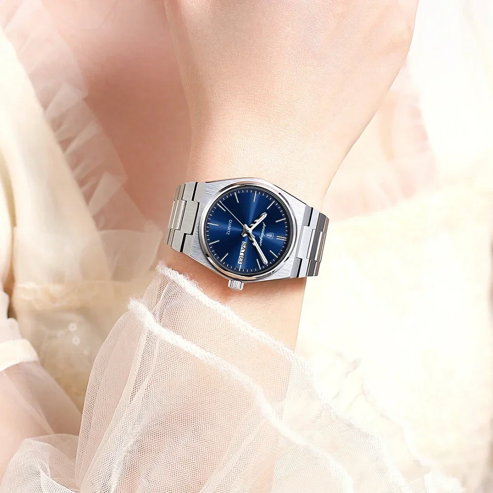 POEDAGAR ساعات الزوجين موضة الاتجاه ساعة كوارتز أصلية للحبيب مقاوم للماء مضيئة تاريخ الأسبوع الرجال والنساء ساعة اليد #5