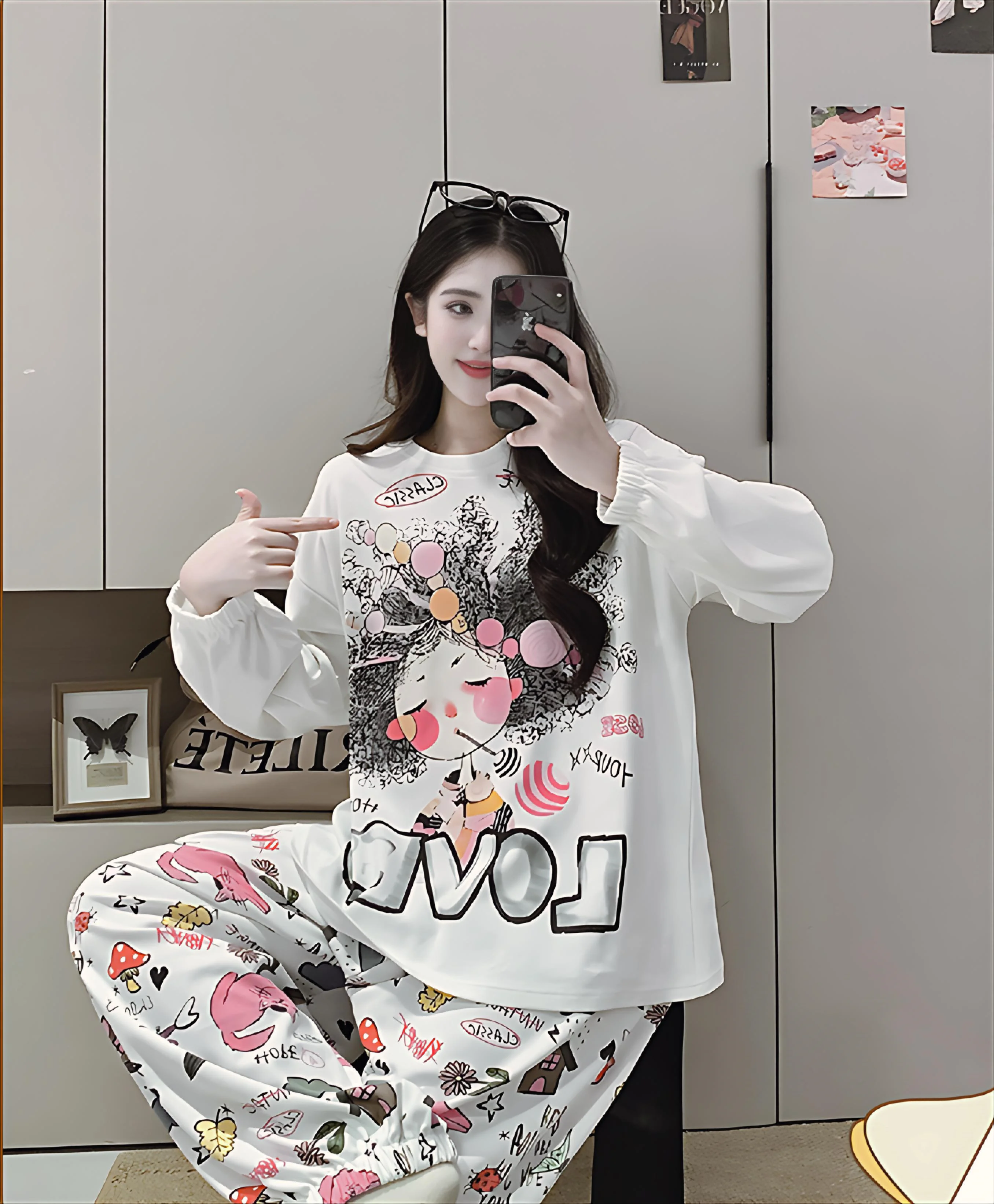 

Комплекты пижамы темно-синие женские из вискозы с милым облачным узором, легкие, прохладные, дышащие, простые в уходе, с круглым вырезом, без рукавов, полной длины, для офиса