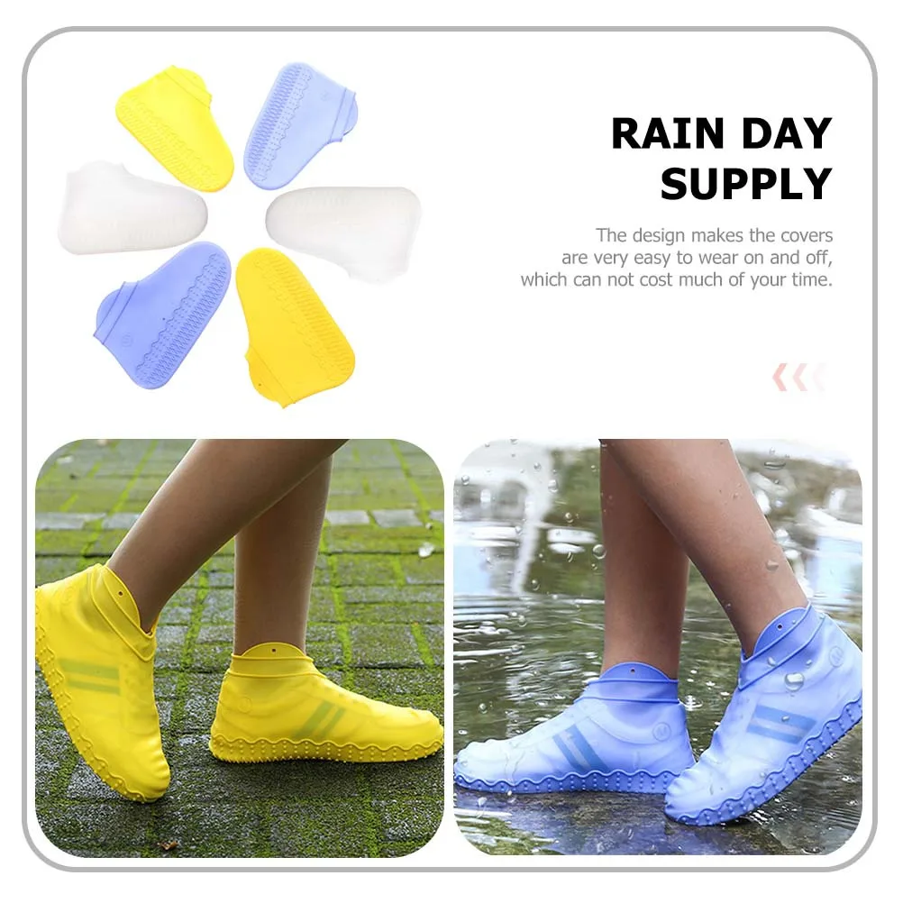 

Silicone Waterproof Shoe Covers Medium Tube Rainproof Overshoes Reusable For Rainy Day Outdoor Walking Shoes Protective