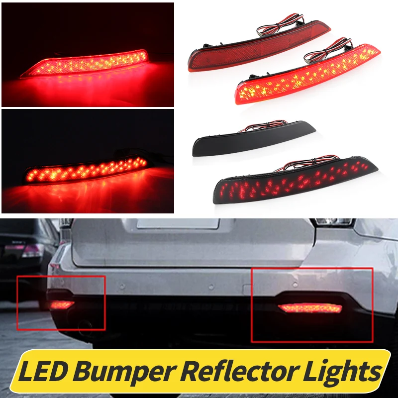 

1Pair LED Rear Bumper Reflector Brake Stop Light Fog Lamp Red/Black Lens For Subaru Forester 2009 2010 2011-2018 Car Accessories