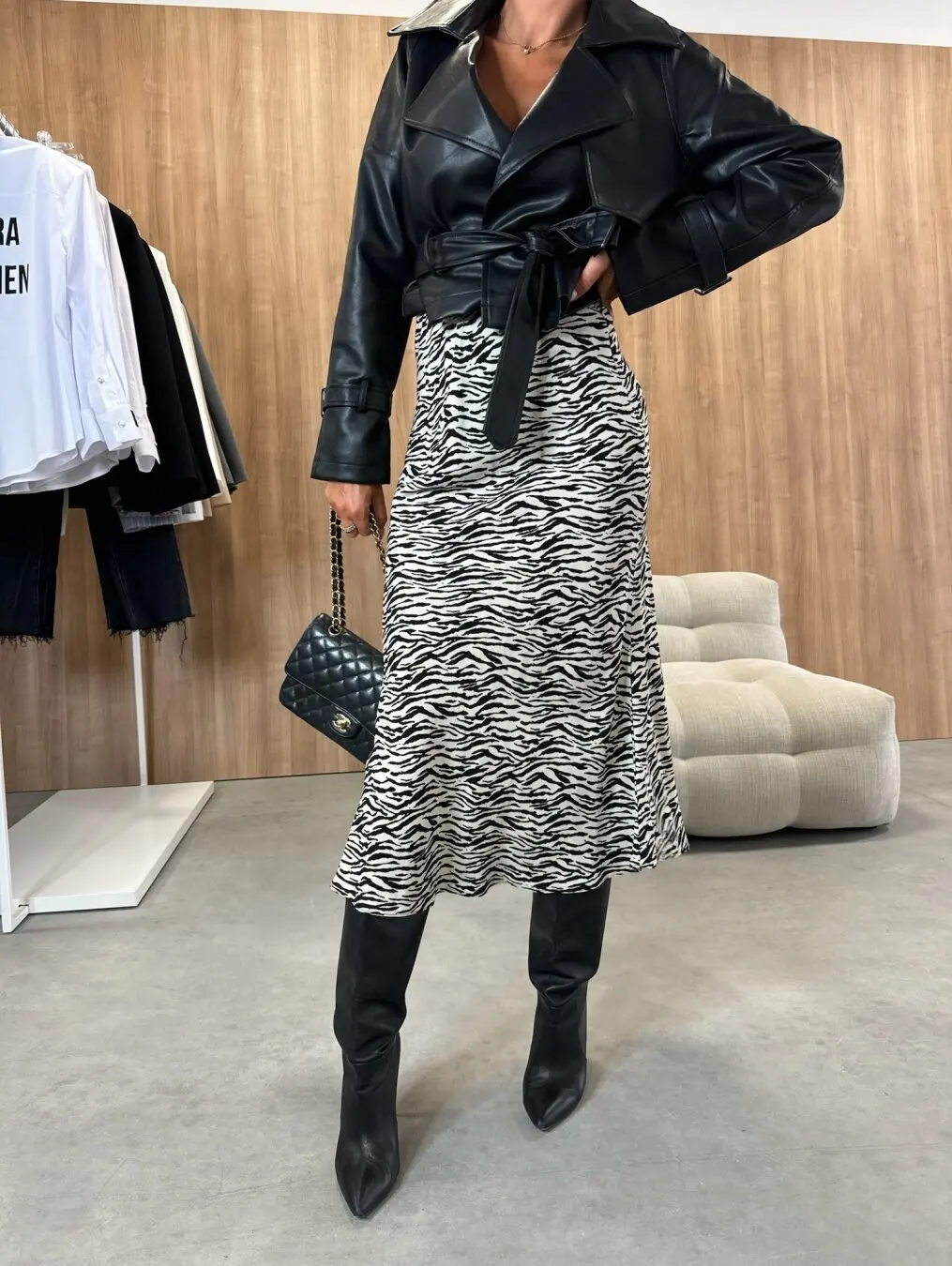 Women Elegant Animal Print Midi Skirt High Waist Flared Ruffle Hem Casual Holiday Skirt