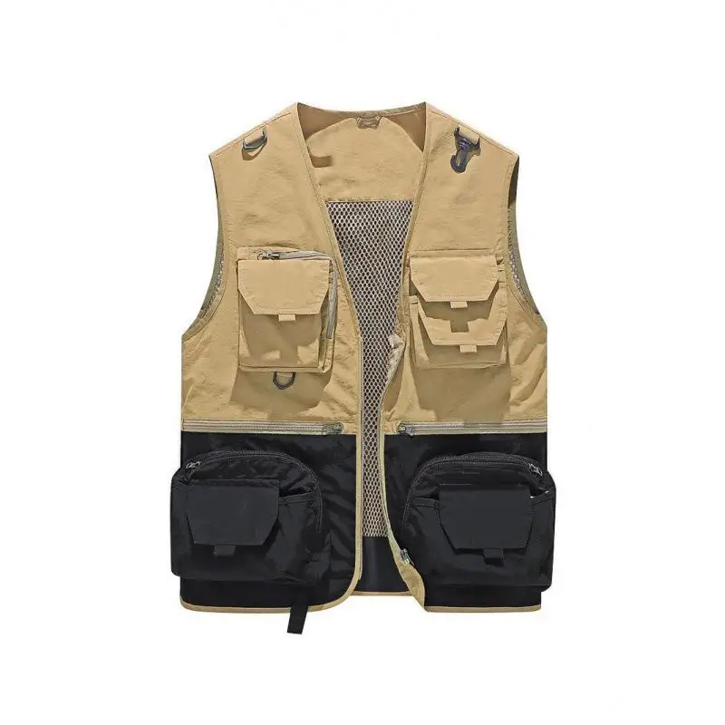 Men'S Outdoor Multi Pocket Vest Fishing Vest Photography Workshop Workwear Repair  Customized Printed Logo Personalized Design