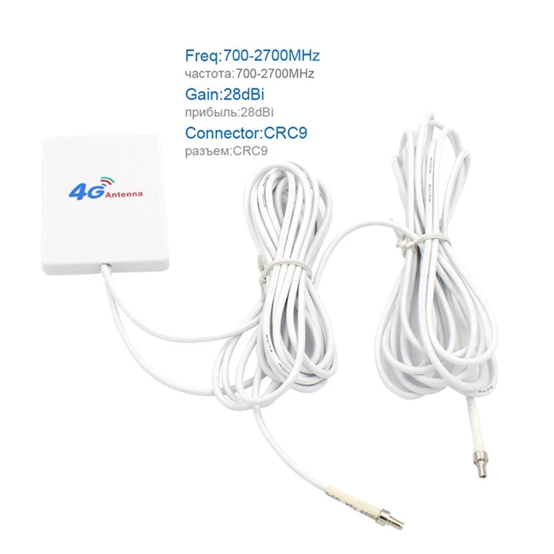 4G LTE Antenna 3G 4G Panel Antenna With SMA TS9 CRC9 Connector 2M Cable For E8372 E3372 B315 Router USB Modem