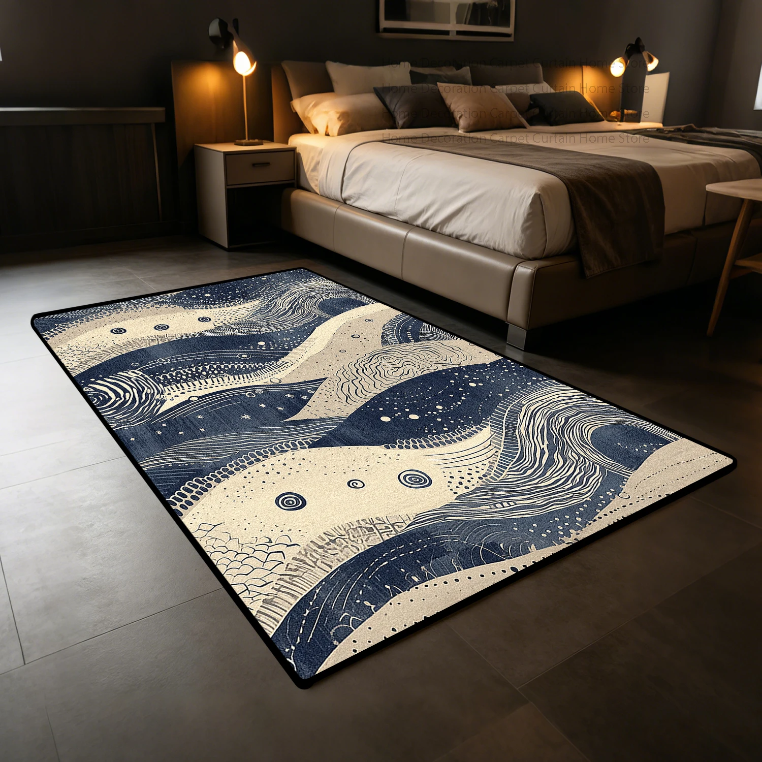 Simple Style Modern Blue Abstract Fluffy Soft Carpets Luxury Bedroom Large Area RugS Non-slip Washable Living Room Floor MatS
