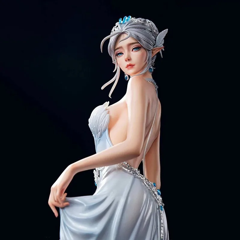 Dynamic Glance Frost Maiden Statue, Anime Art Figure With Ice Sculpture Aesthetic, Premium Display Piece