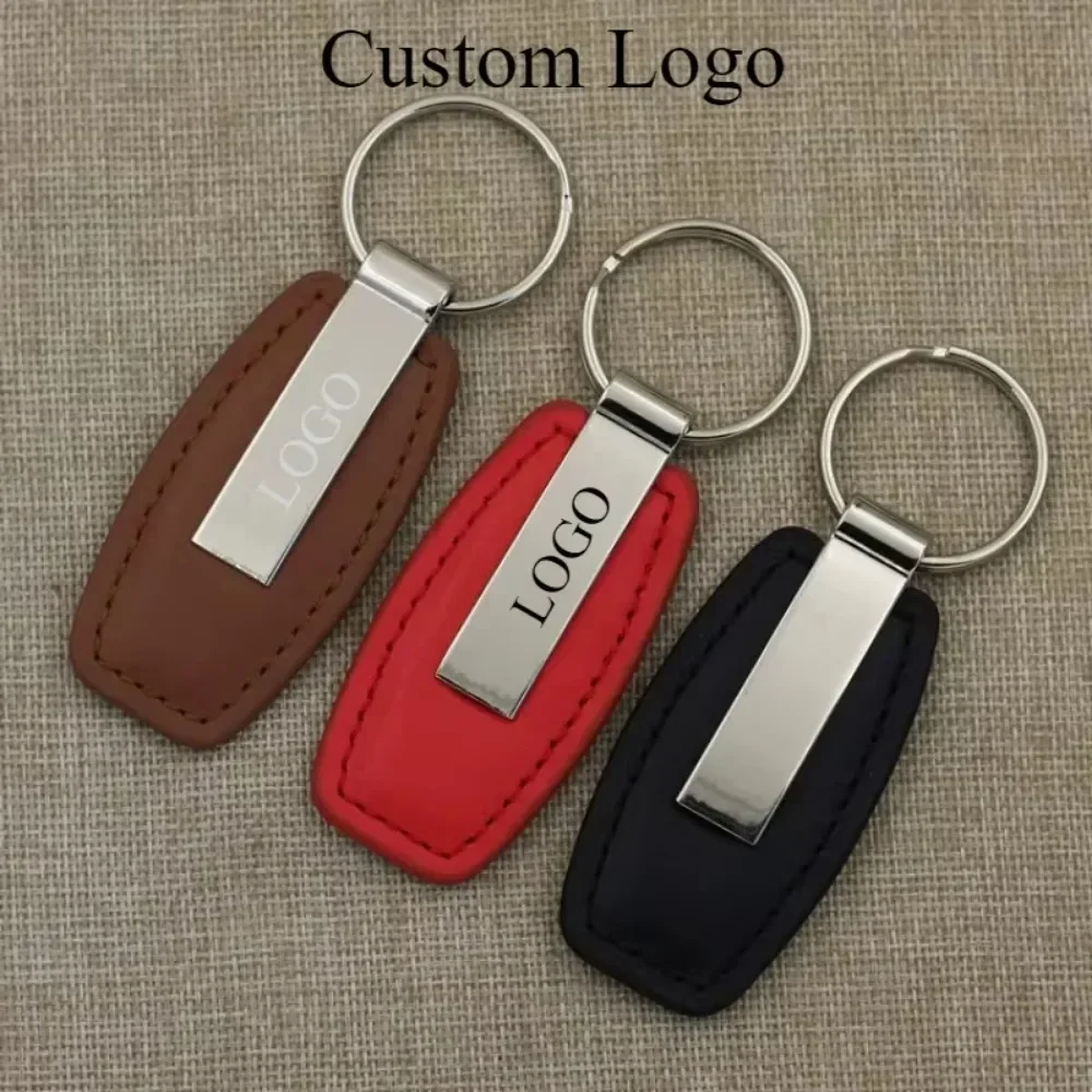 

Fashion Leather Keychain Custom Logo Name Keyring Spot Hardware Accessorie for Car Moto Key Ring Buckle Metal Pendant Gift