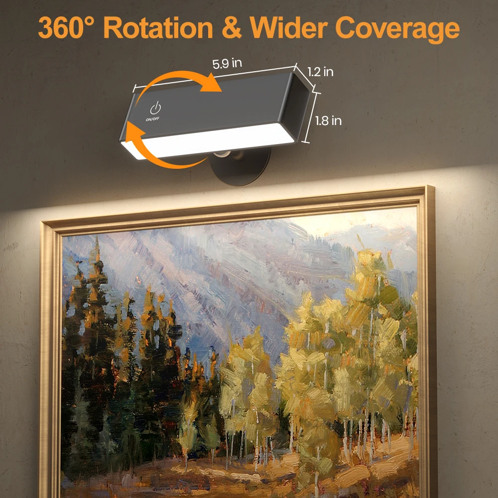 شمعدانات جدارية قابلة لإعادة الشحن مع جهاز تحكم عن بعد 3 درجات حرارة ألوان قابلة للتدوير، مصباح جداري LED بجانب السرير، مصباح مرآة للقراءة المحمول