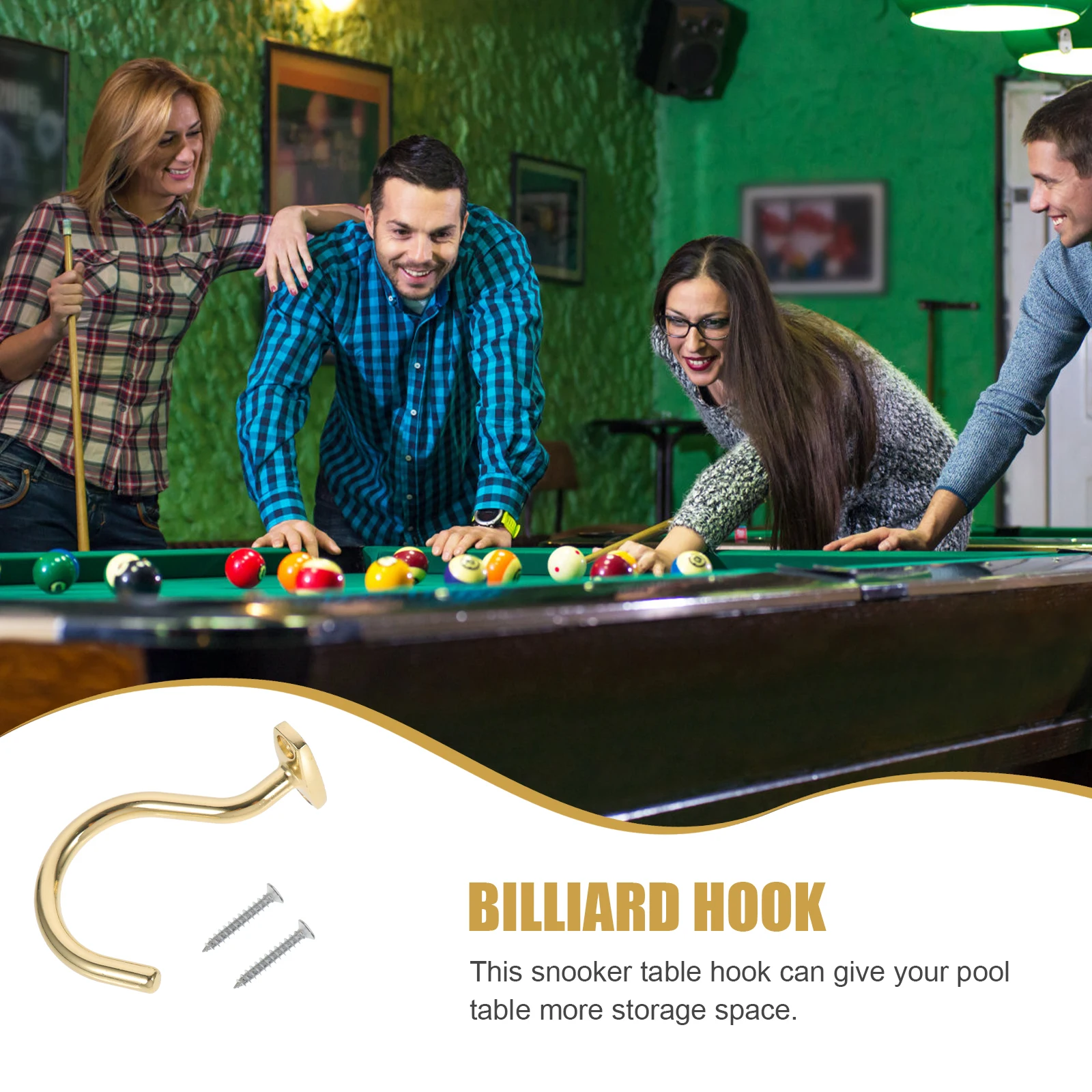 

Pool Table Sturdy Iron Billiard Hook Wear-Resistant Replaceable Cue Hook Accessories Storage Flush Mount Snooker Table Side