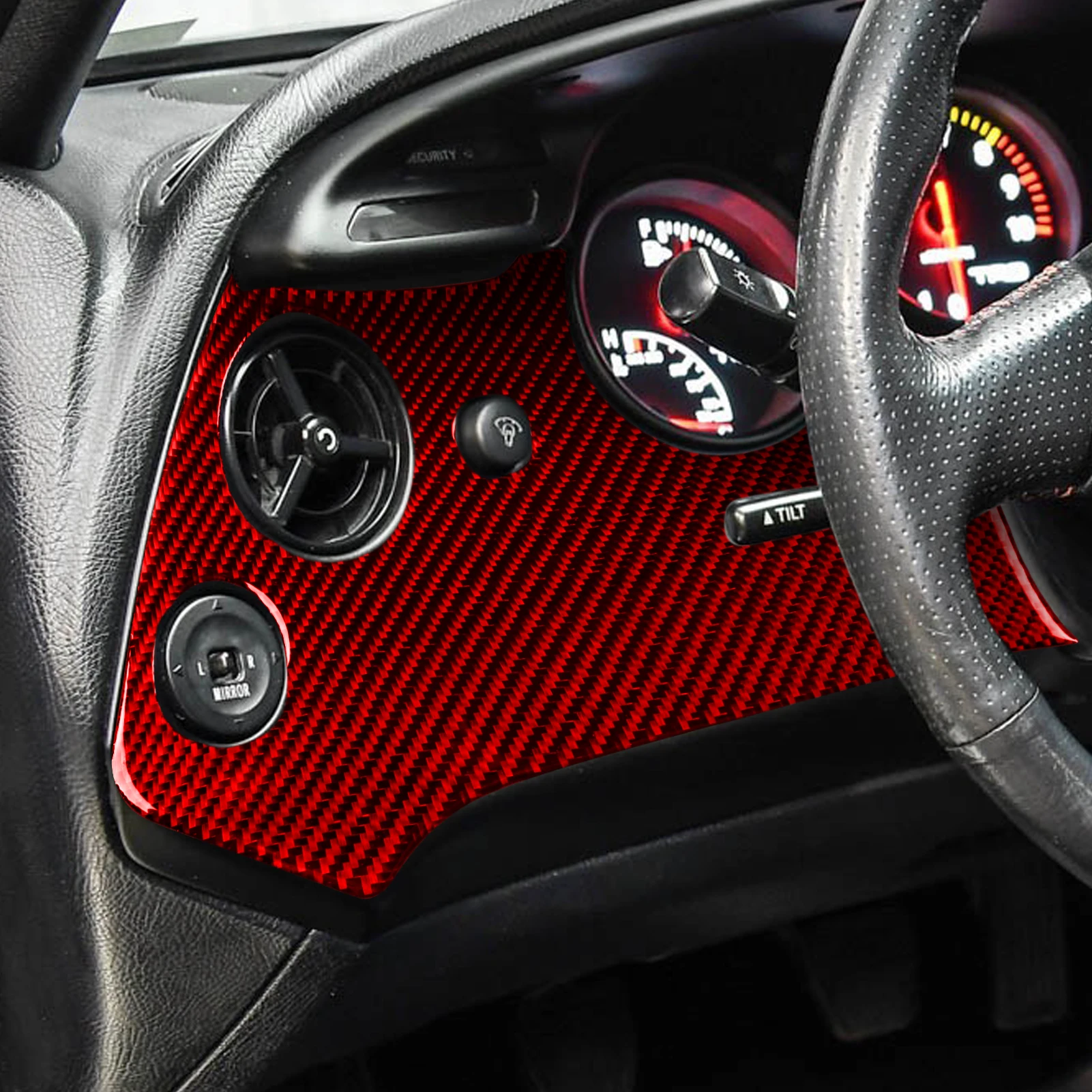 For Toyota Supra A80 Turbo 1993-1999 Red Carbon Fiber Center Radio AC CD GearShift Door Panel Car Accessories Decorative Sticker