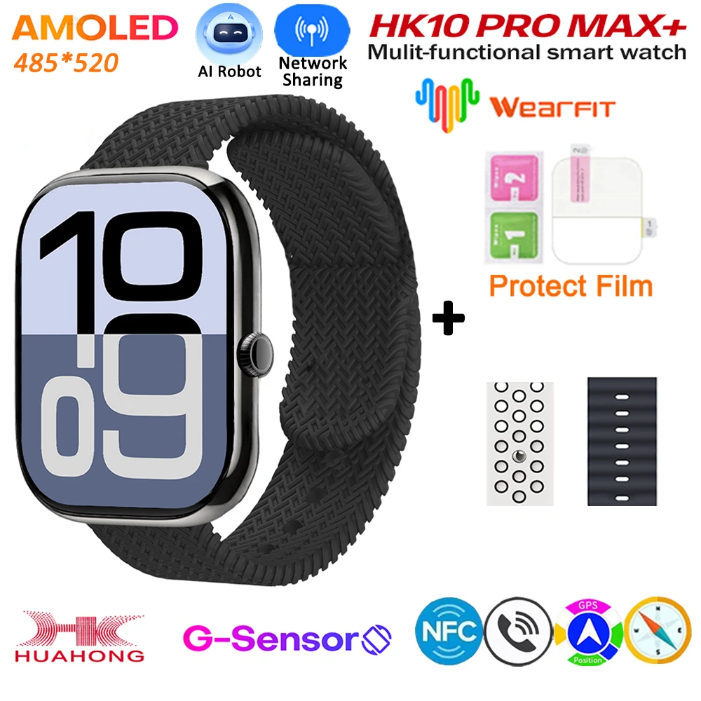 2025 HK10 Pro Max Plus GEN2 SmartWatch Original Series 10 AI ROBOT AMOLED NFC Compass GPS 4GB Local Album Music Network Watch