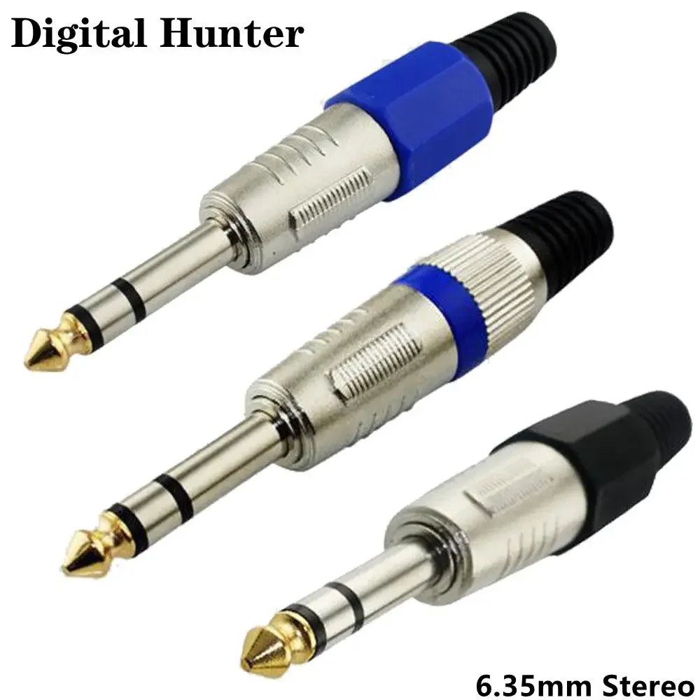 1PC Stereo Mono Jack 6.35mm Male Plug With Gold Plated Head Audio Microphone Wire Connector