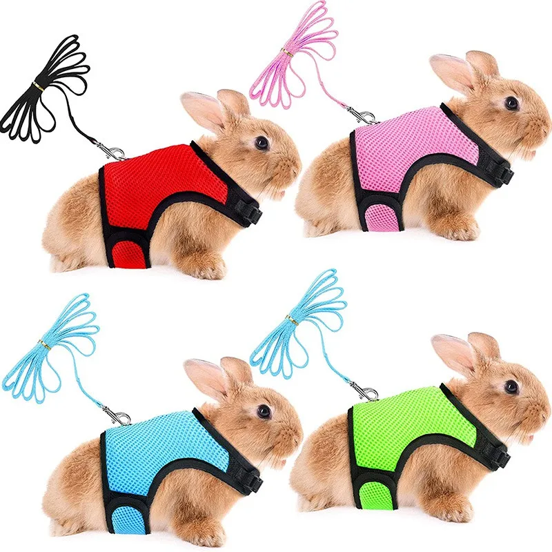 Small Animal Hamsters Outdoor Pet Vest with Pulling Rope Rabbit Harnesses Vest Leashes Pet Guinea Pig Vest Leash Soft Harness