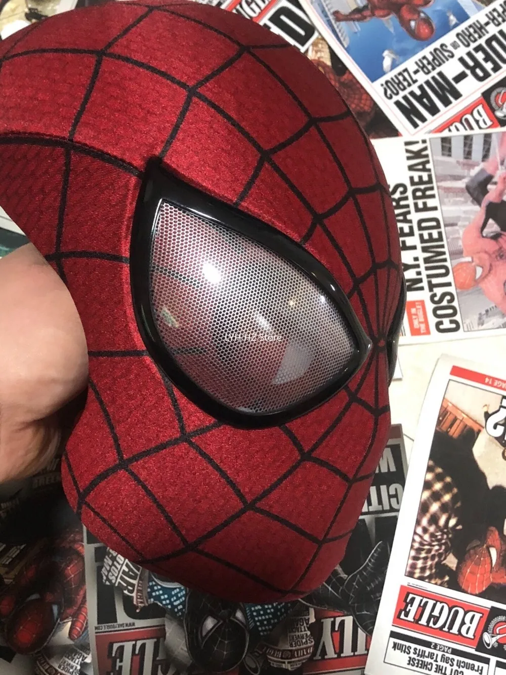 페이스 쉘이있는 스파이더 맨 마스크 1:1 3D 수제 스파이더 맨 디지털 인쇄 버전 할로윈 코스프레 의상 Cos 마스크 복제
