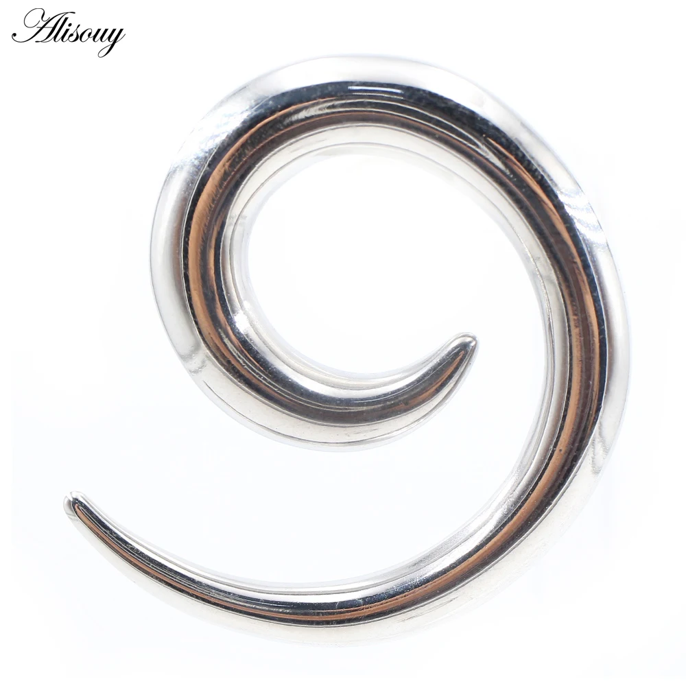 Alisouy 1PC 2.5-6mm Stainless Steel Spiral Ear Gauges Fake Ear Tapers Stretching Plugs Tunnel Expanders Body Piercing Jewelry