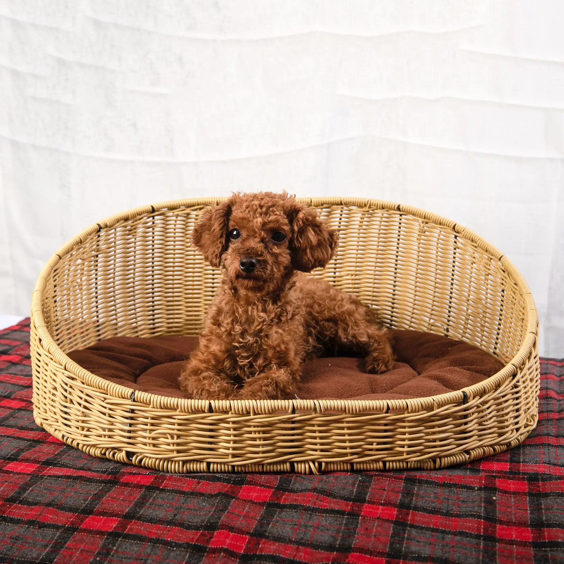 Cane-like woven cat kennel Four seasons universal pet kennel washable summer dog kennel pet bed semi-closed dog bed cat bed