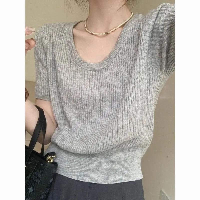 

Solid Color Casual Women Knitting Clothing Korean Knitted Women Top Spring Summer Slim Turtleneck Blouse Korean Leisure YC181