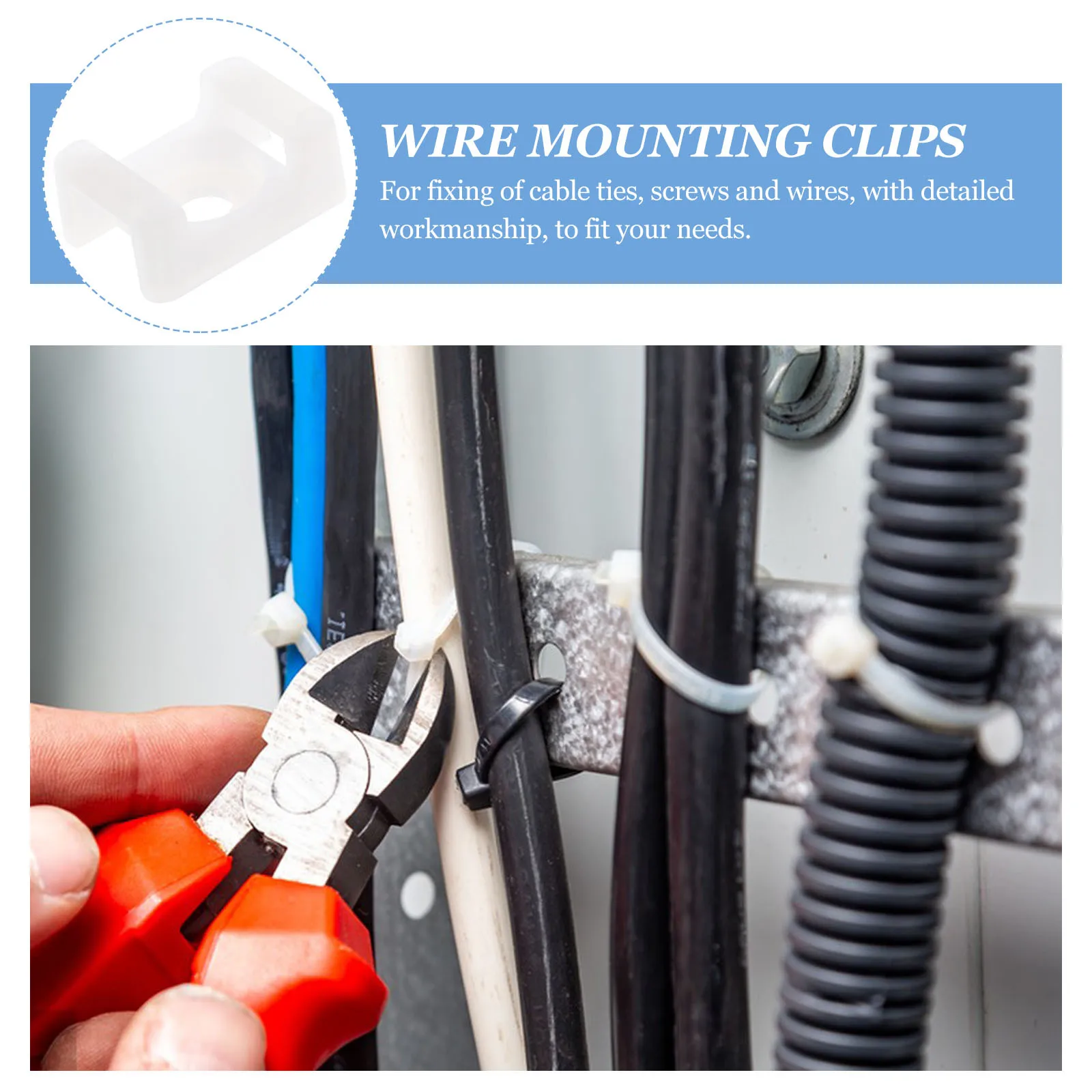

500pcs Tie Base Saddle Type Mount Wire Holder For Cable Zip Ties Plastic Wire Cable Mounts Clips Cord Management Organizers