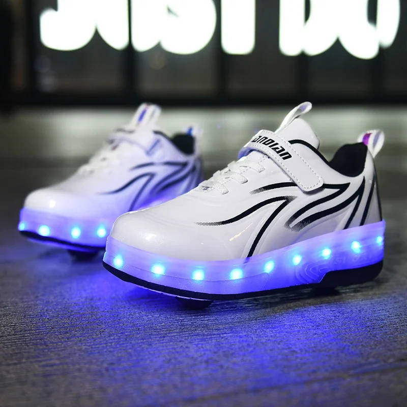 Neonate ragazzi Led bambini pattini a rotelle scarpe nuove scarpe da ginnastica leggere per bambini con ricarica USB con 2 ruote Designer luminoso