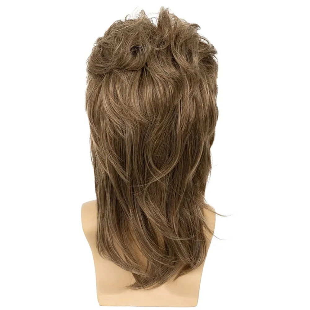 HAIRJOY Sallcks Herren Vokuhila Perücken Kunsthaar Lockiges 70er 80er Retro Cosplay Kostüm Perücke Rocker Disco Fancy Show Perücken – Detail 18