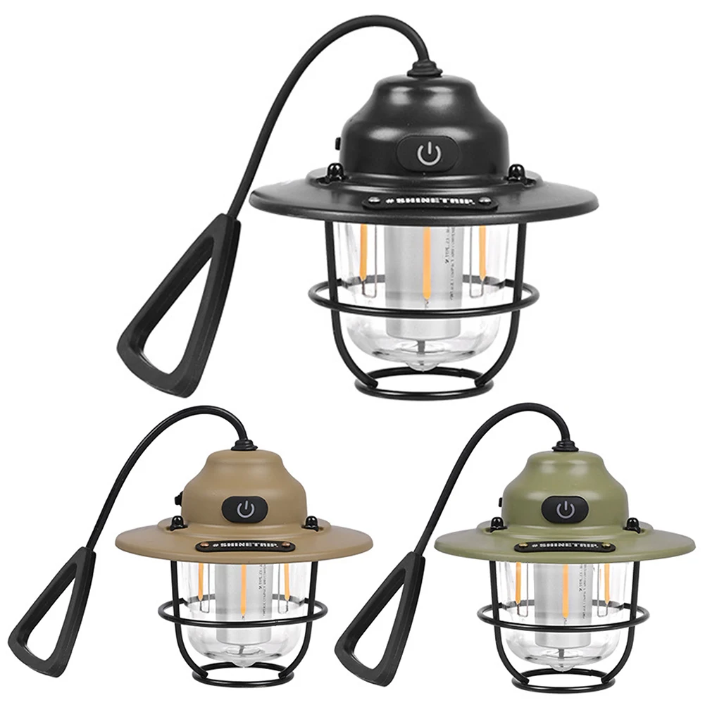 Mini LED Camping Lanterns Type-C Rechargeable Dimming Hanging Tent Light 1200mAh for Outdoor Hiking Fishing Emergency Lanterns