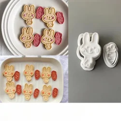 3D Cute Shy Rabbit Cookie Embossing Mold Cartoon Carrot Rabbit Fondant Cookie Cutter Biscuit Mold DIY Kitchen Baking Tools