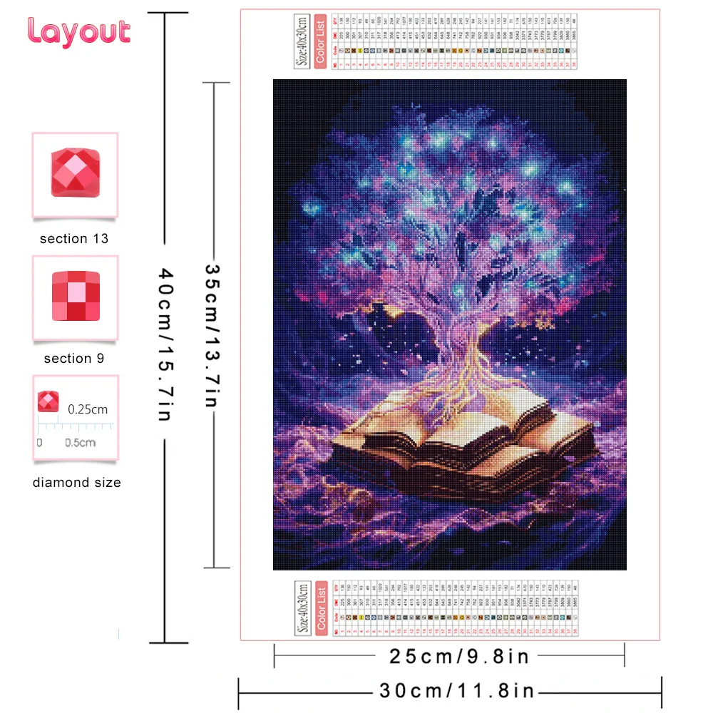 Huacan Diamond Mosaic Landscape 5d Painting Tree Of Life Diy Embroidery Book Art Gift Set Home Decorative Rhinestone Pictures