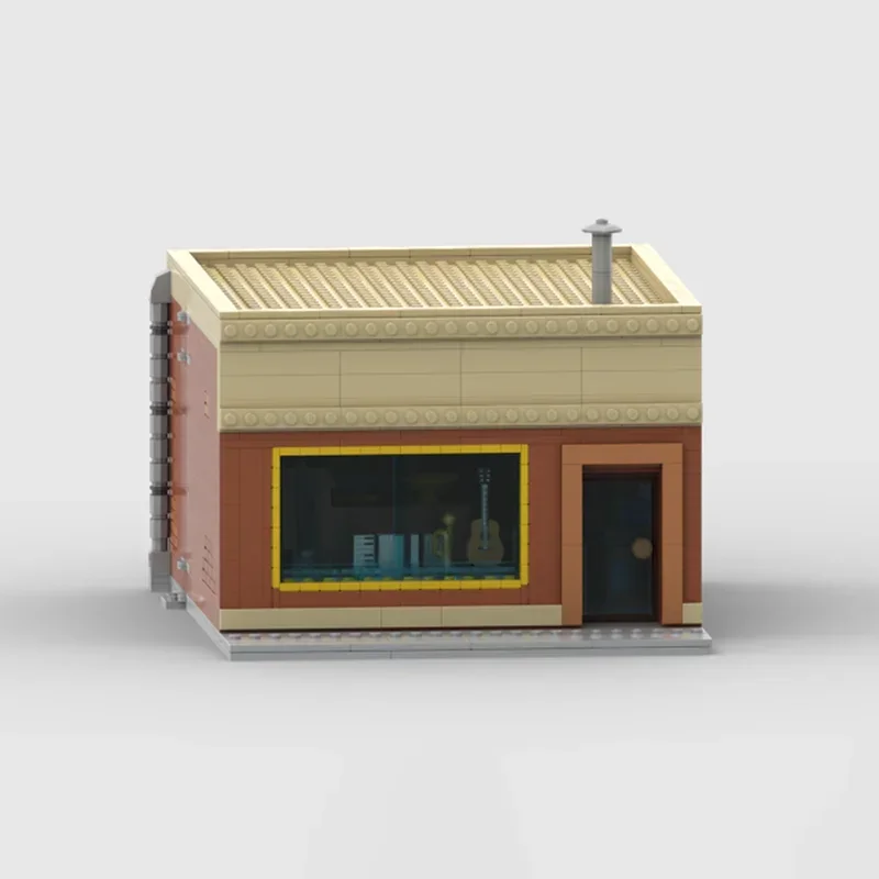 City Street View Model Moc Building Bricks Music Store Architecture Technology Modular DIY Scene Block Gift Christmas Toys