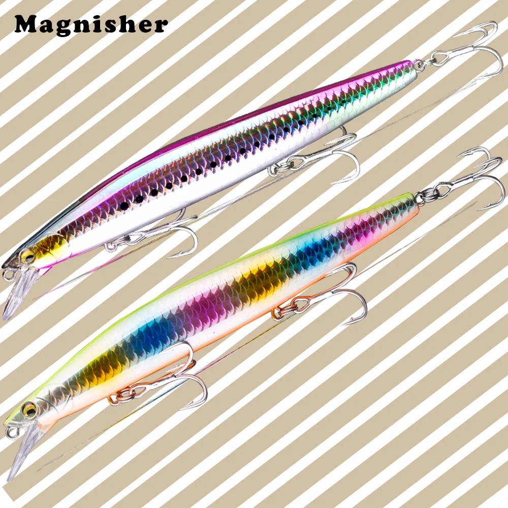 Magnisher New Long Casting Minnow Baits 15.5gcm 27g Sinking Sea Fishing Lures Wobble Artificial Hard Baits Jerkbait Bass Pike