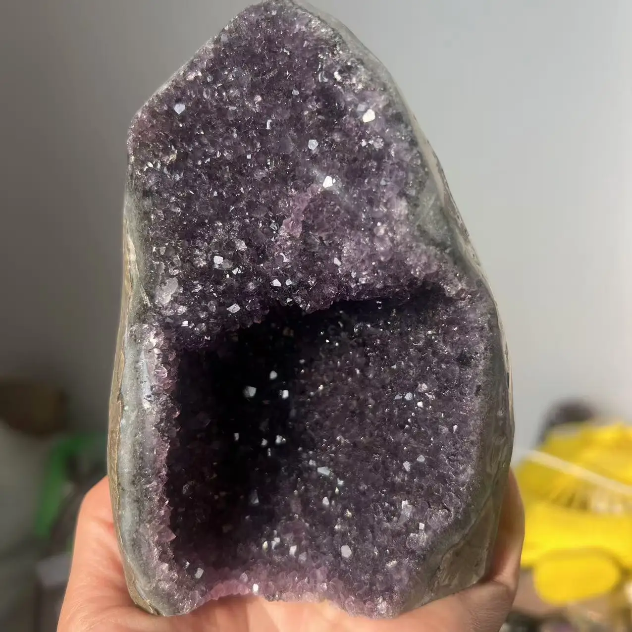 945g  14cm  Natural Uruguay Dream Amethyst Quartz Crystal Cluster stand