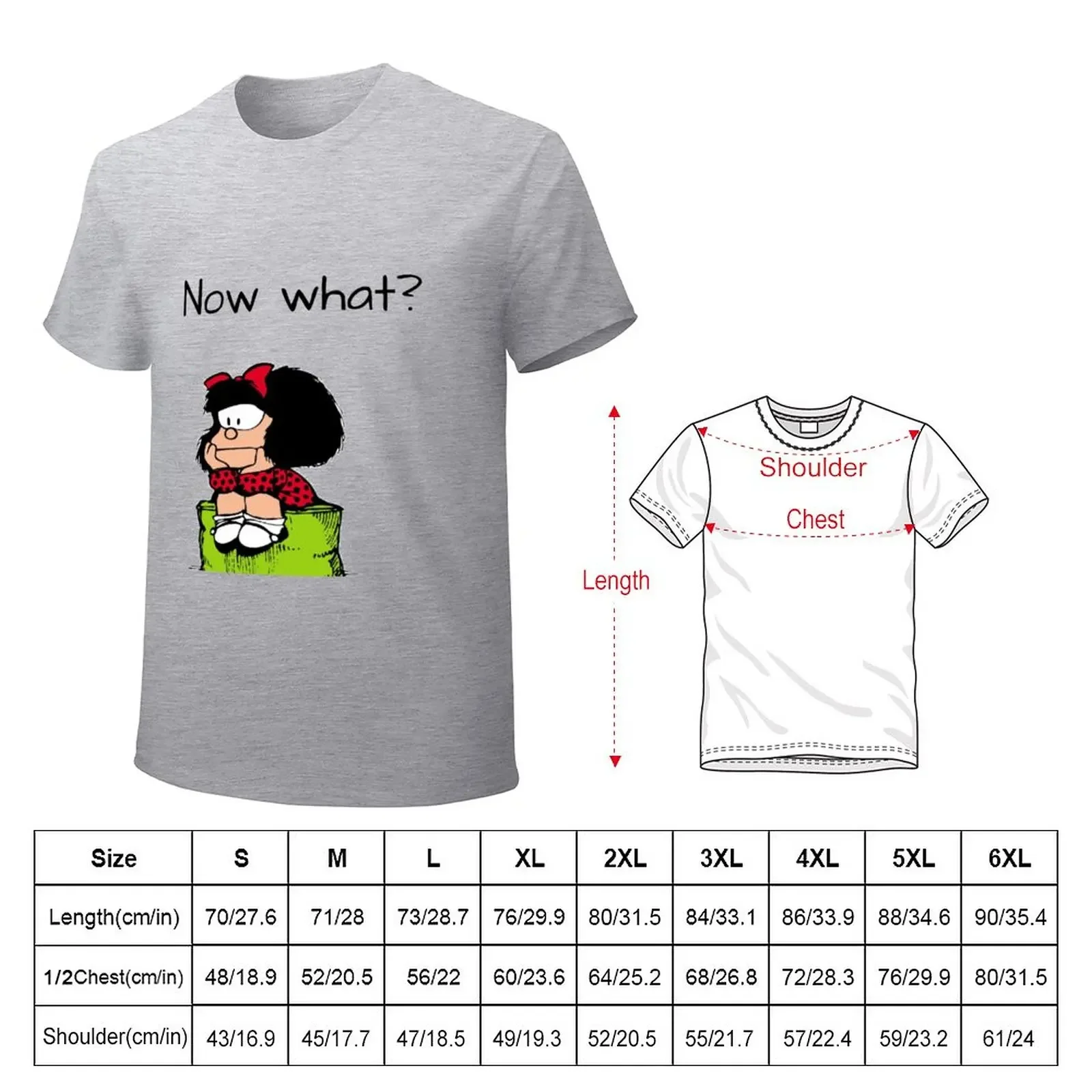 Mafalda thinking T-Shirt oversizeds vintage clothes aesthetic clothes funny t shirts for men