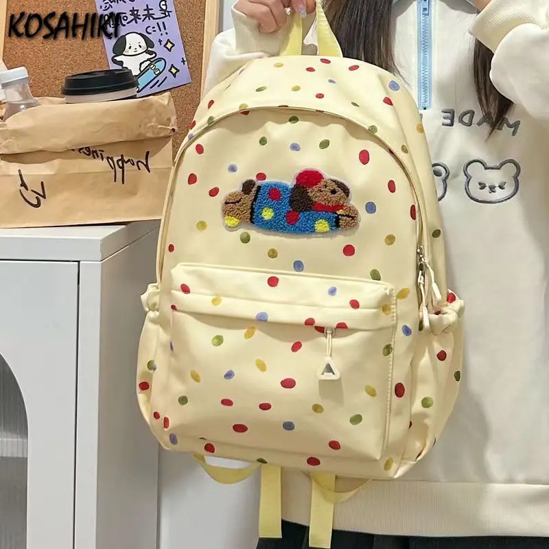 

Preppy Casual Kawaii Y2k Dog Dots Backpack Fashion All Match Cute Girls Schoolbags Streetwear Sweet Backpacks for Women Students