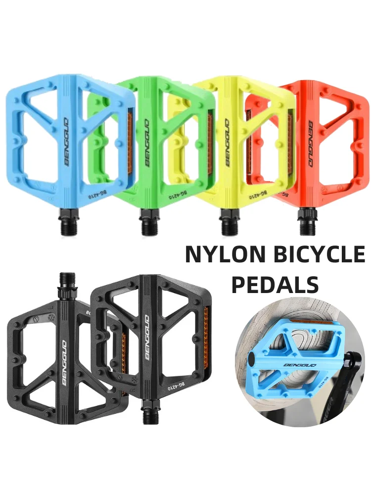 AliExpress NONE Double DU Bearing Bicycle Pedals with Reflectors Ultralight Anti-Slip Platform Cycling Safety Bicycle Part Bike Accessories