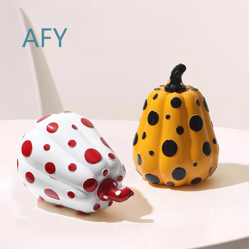 Polka Dot Art Pumpkin Figurine for Home Decoration for Living Room for Resin Decor for Abstract Art for Niche Home Decor for