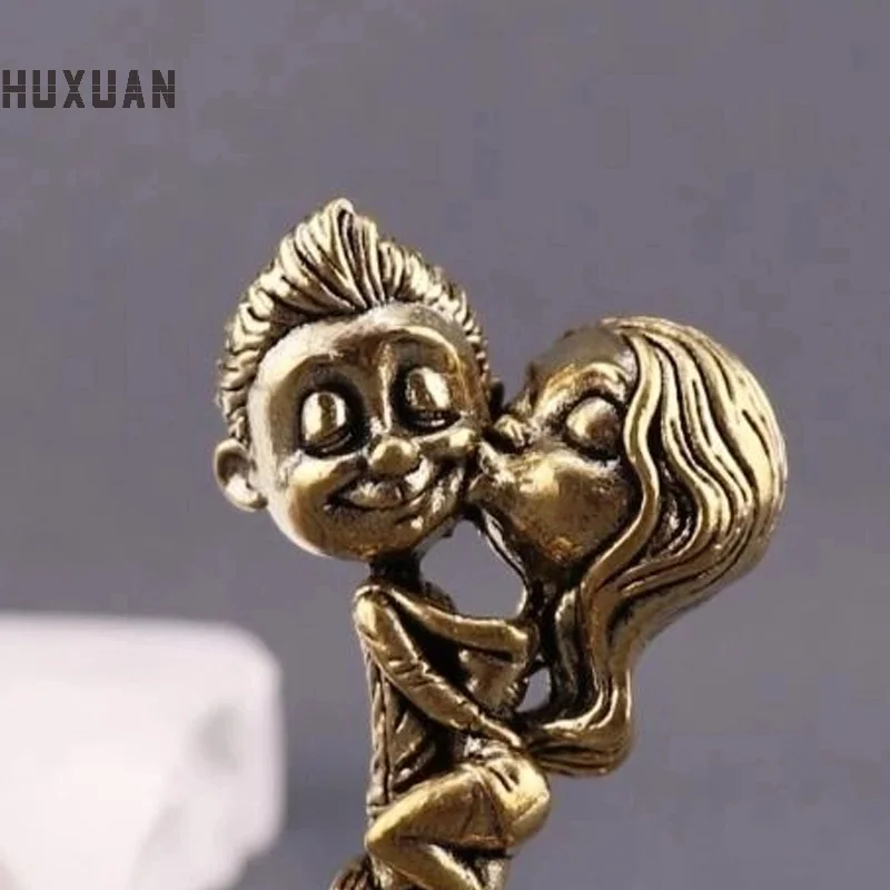 Messing Retro Paar Ornament Kupfer Ornament Kleine Figuren Miniaturen Home Decor Kreatives Handwerk