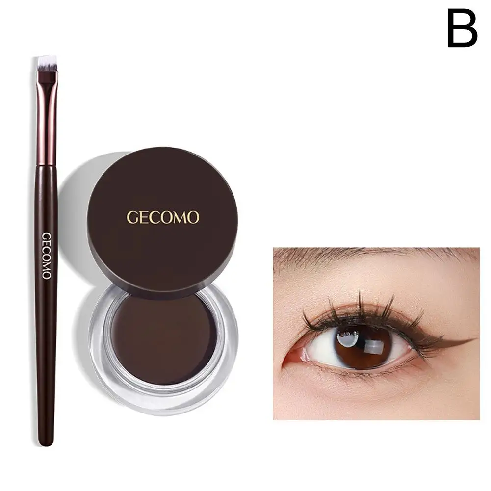 Zwart Bruin Eyeliner Crème Waterdichte Beauty Cosmetica Make-Up Eyeliner Borstel Met Oog Oogschaduw Blijvende Lange Tools Liner Se U4j9