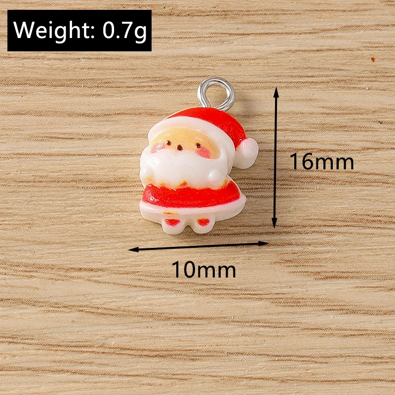 10 Stück Niedliche Weihnachtsanhänger aus Kunstharz: Weihnachtsmann, Baum, Hirsch für die Herstellung von Ohrringen, Halsketten, DIY-Bastelarbeiten und Schmuckzubehör – Detail 15