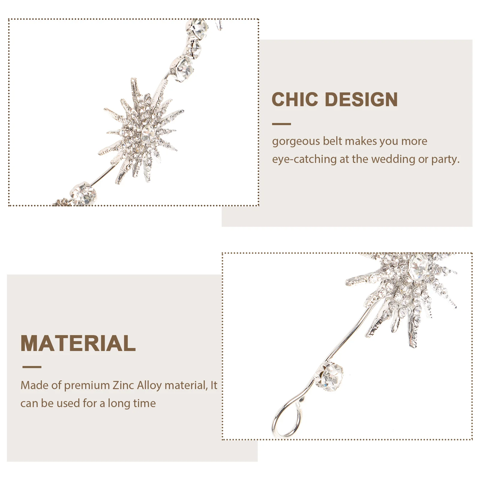 

Bridal Waist Belt Rhinestone Wedding Chain Accessories Golden Soft Alloy Ladies Dress Sash For Party Banquet Everyday Use