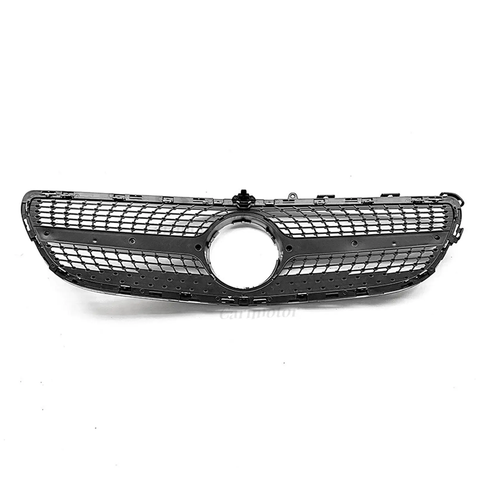 Black Front Bumper Grille For Benz W218 GT R CLS 2015 2016 2017 2018 Diamond +Camera Hole