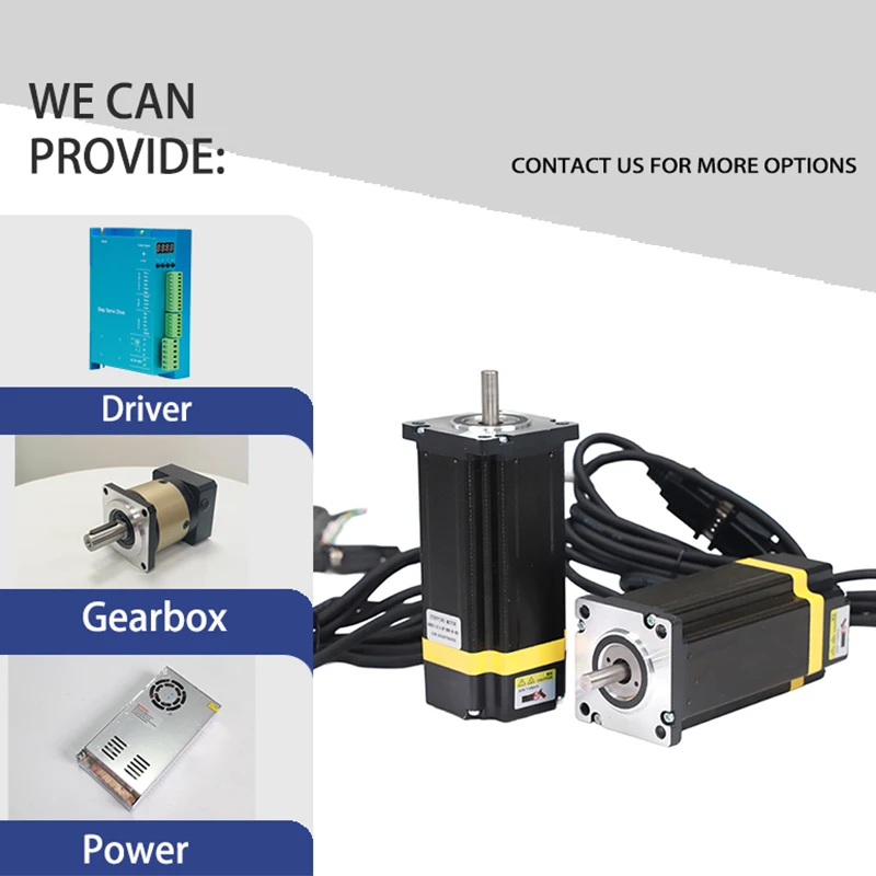 EMTECH 2 fases 60mm brida Nema 24 Motor paso a paso híbrido de circuito cerrado con controlador 112mm de longitud 4.8n.m para máquina CNC