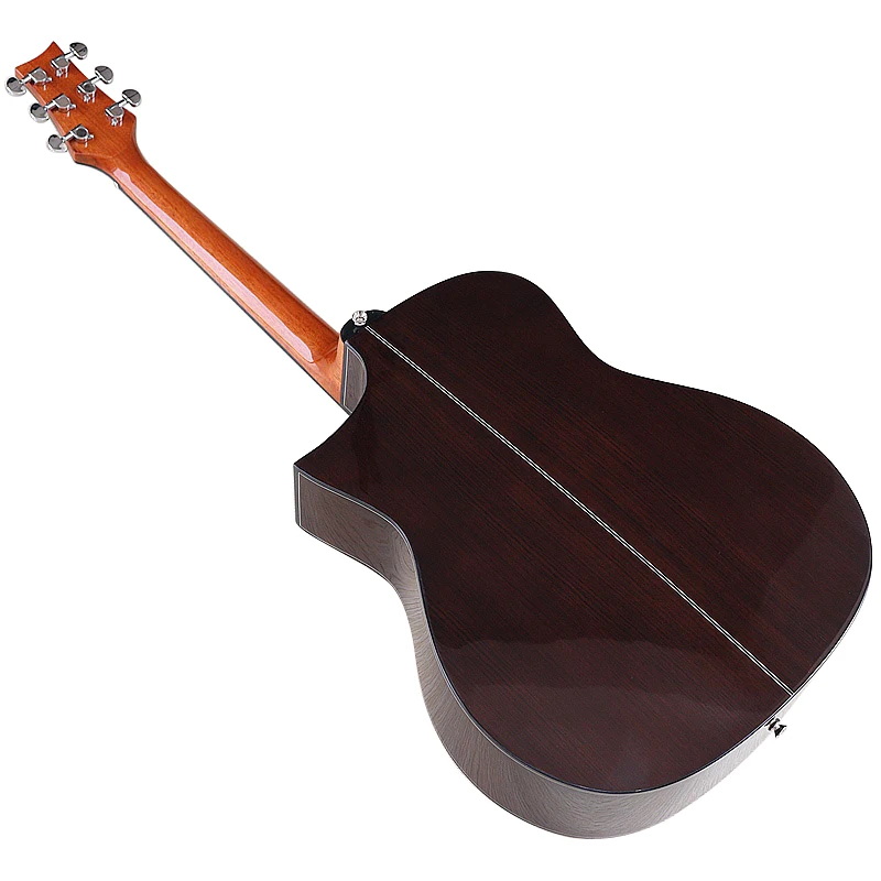 6 String Acoustic Guitar Unique Sound Hole 41 Inch Guitar Solid Spruce Wood High Gloss Folk Guitar Free Bag