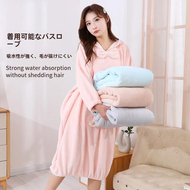 autumn-winter-thickened-soft-women's-bathrobe-with-hat-absorbent-quick-dryable-sleepwear-home-textile-bath-gown-robe