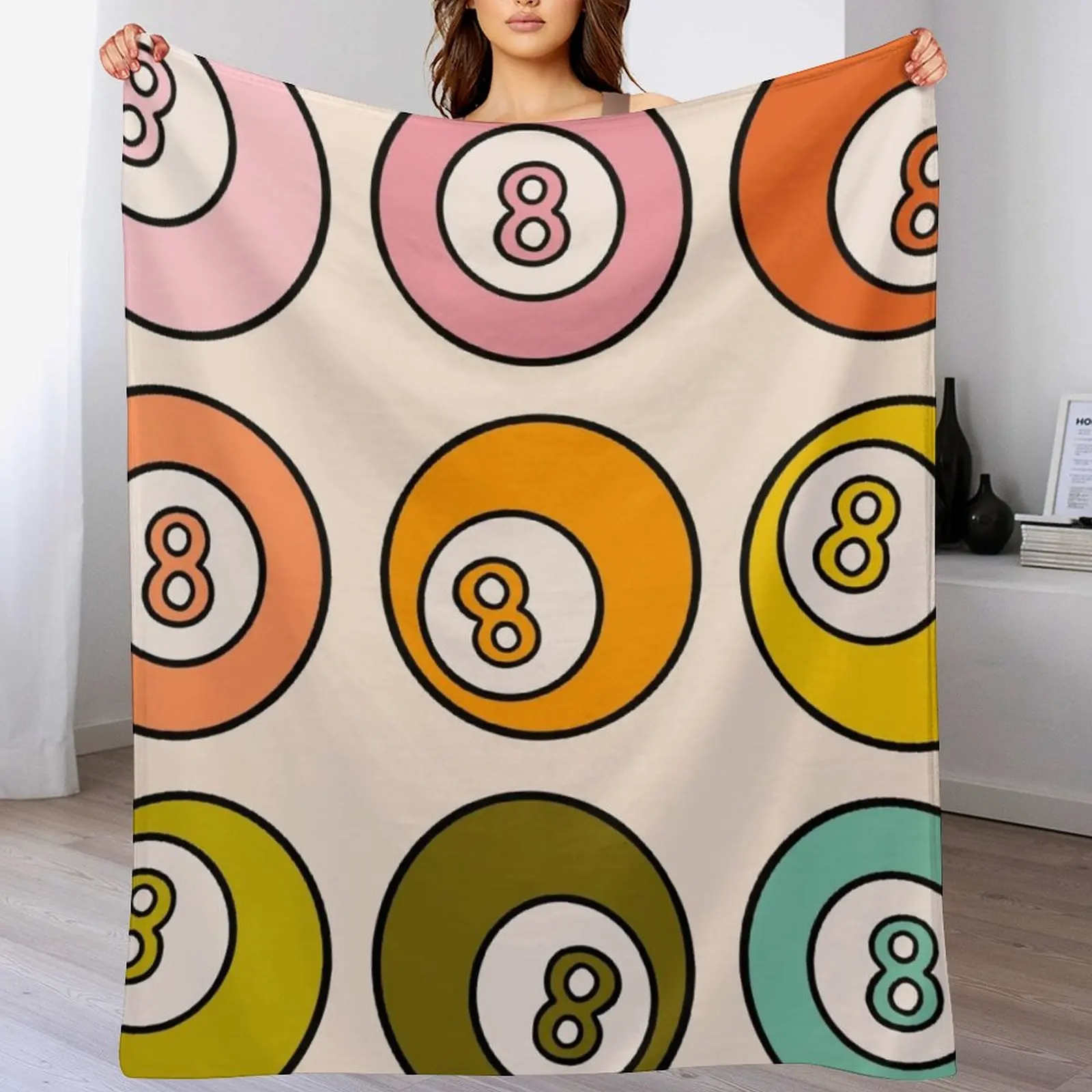 Rainbow Eight Ball Throw Blanket Bed Fashionable for winter halloween Flannel Blankets