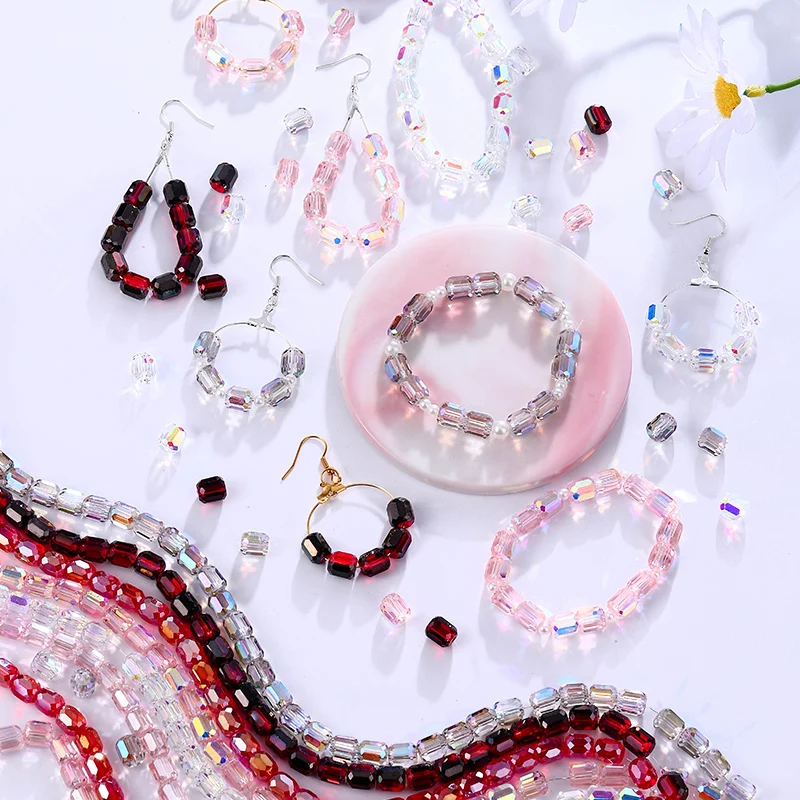 80Pcs 8mm Multicolor Cuboid Crystal Glass Beads Loose Spacer Bead for Jewerly Making Bracelet Necklace Handmade DIY Accessories image 5