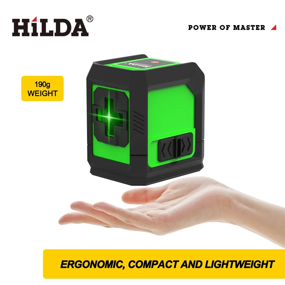 HILDA 2-Wire Laser Level Waterproof Dustproof Shockproof Green Light Self Leveling Strap Magnet Horizontal and Vertical