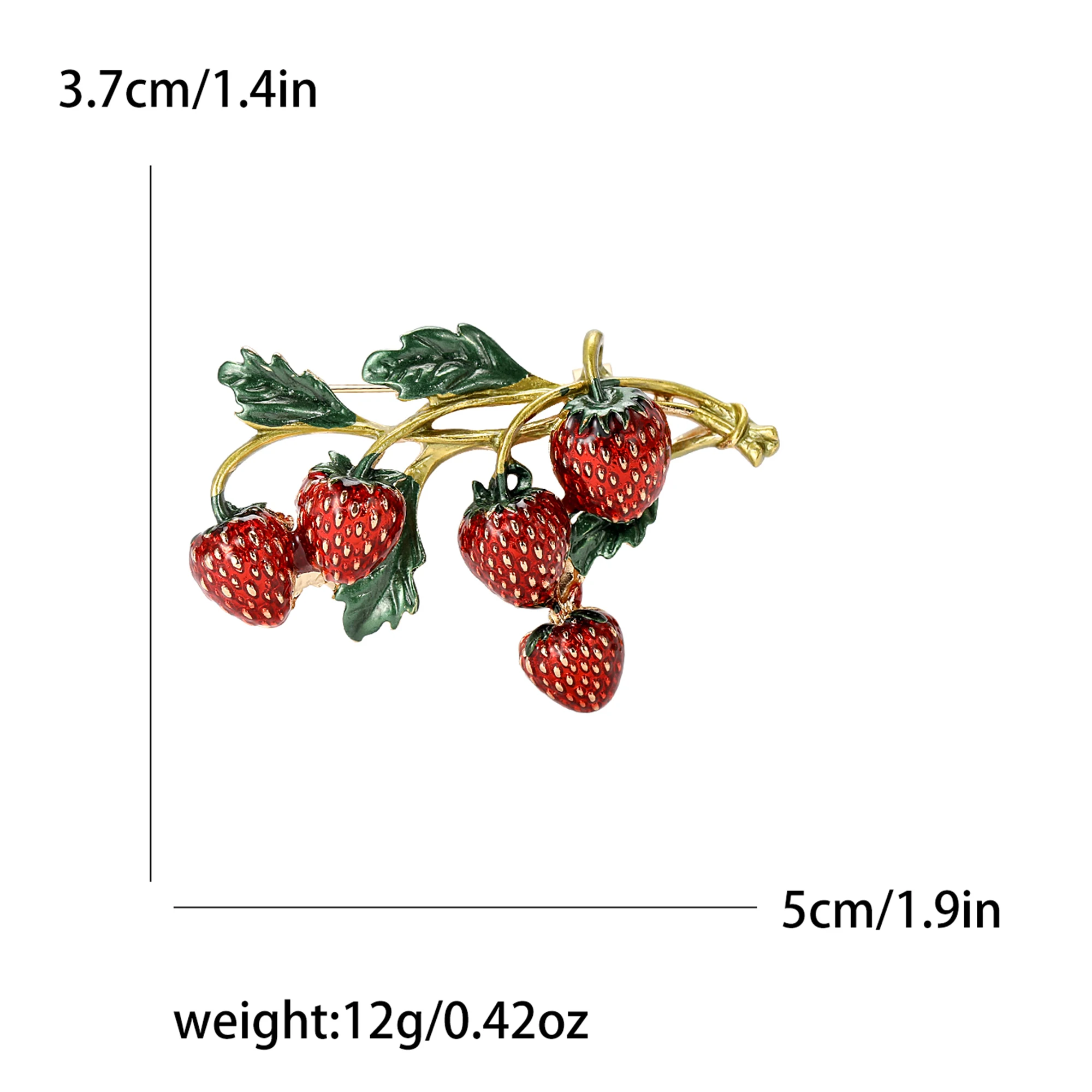 Creative Enamel Five Strawberry Brooches For Women Unisex Fruit Pins Casual Party Accessories Gifts
